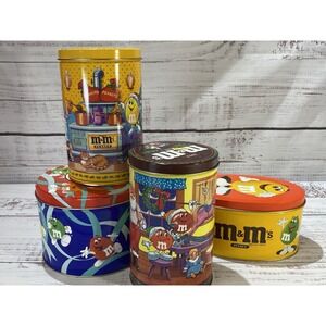 1994 Set Of 4 M&M Collectors Tins, Christmas And Others